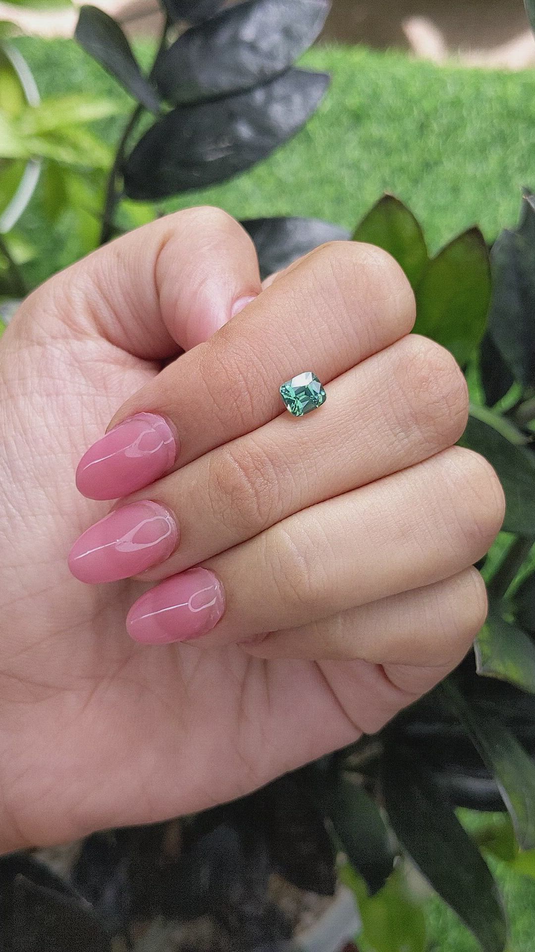 1.27 Ct. Bluish Green Sapphire from Madagascar Size Video