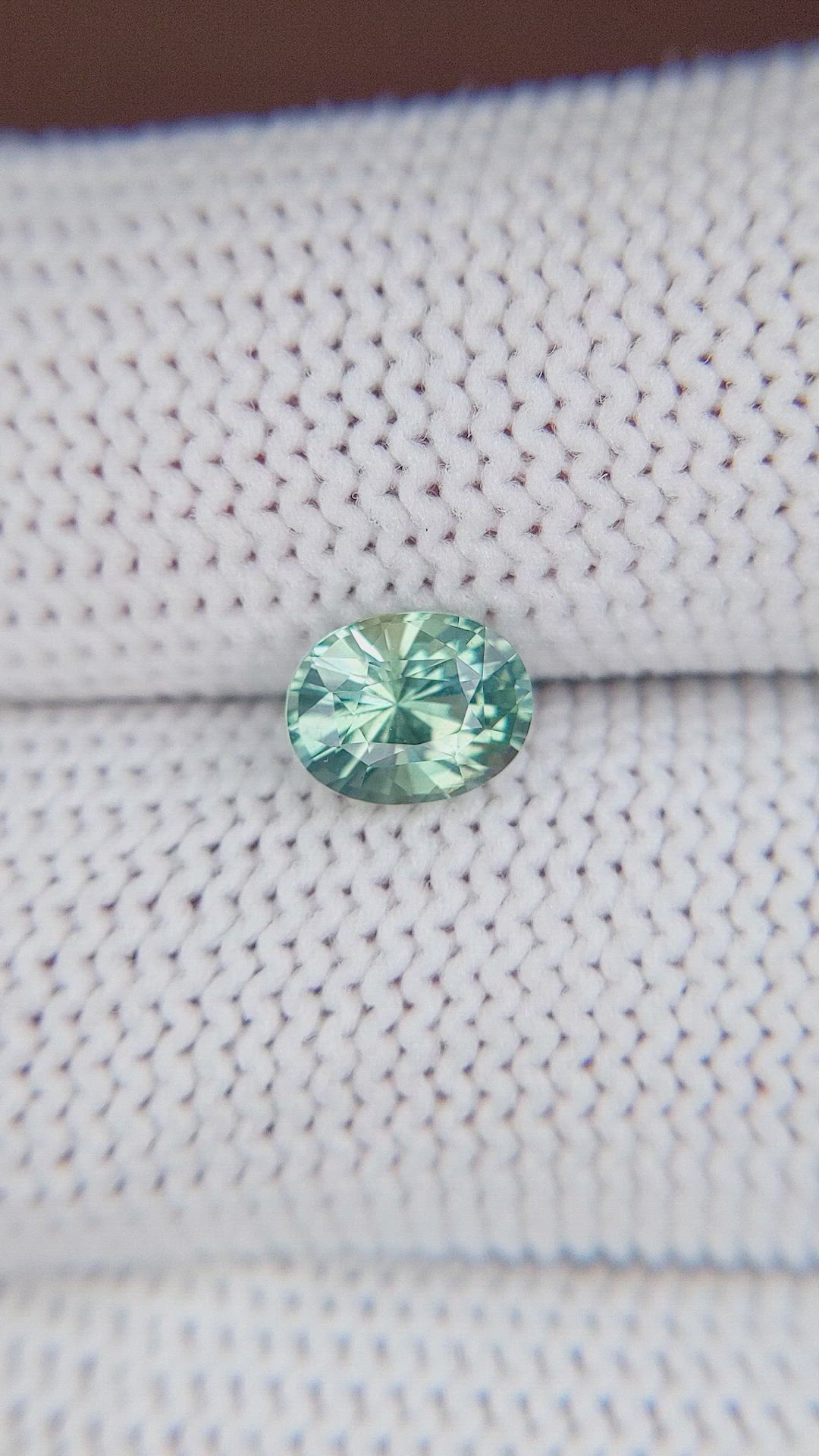 1.15 Ct. Bluish Green Sapphire from Madagascar Size Video