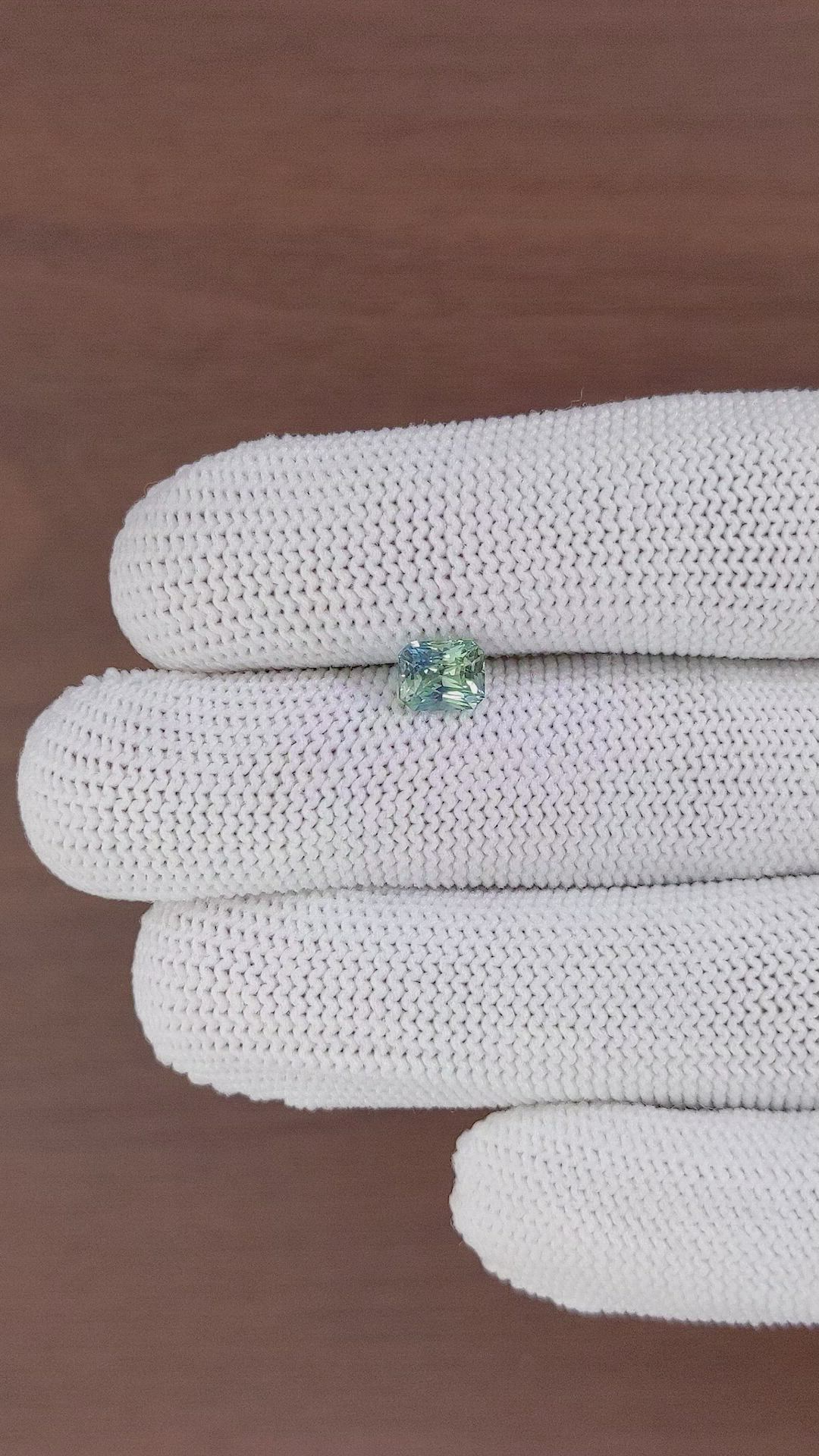 1.18 Ct. Bluish Green Sapphire from Madagascar Size Video