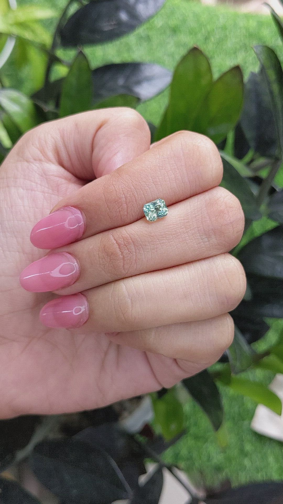 1.18 Ct. Bluish Green Sapphire from Madagascar Size Video