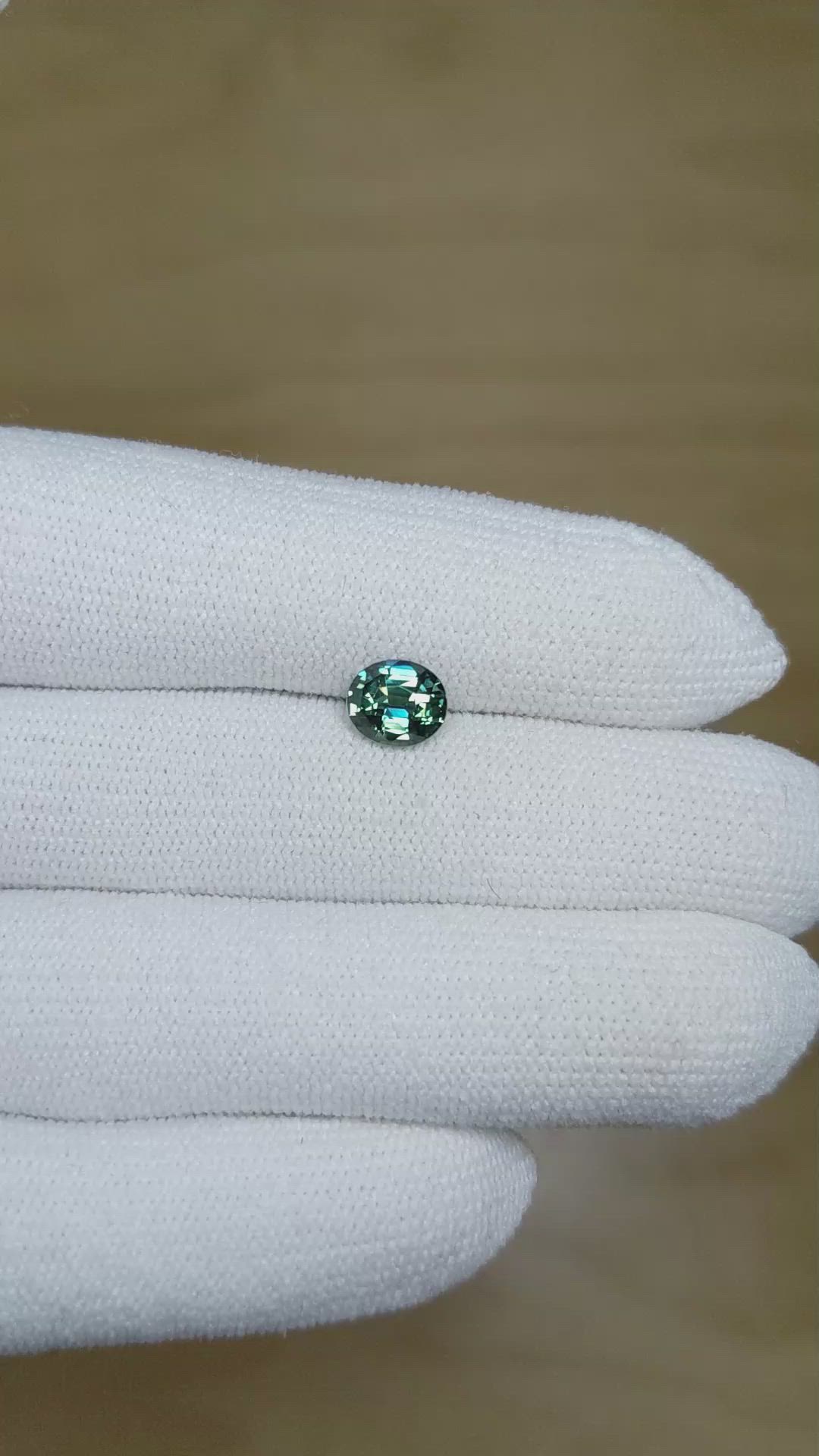 1.40 Ct. Bluish Green Sapphire from Madagascar Size Video