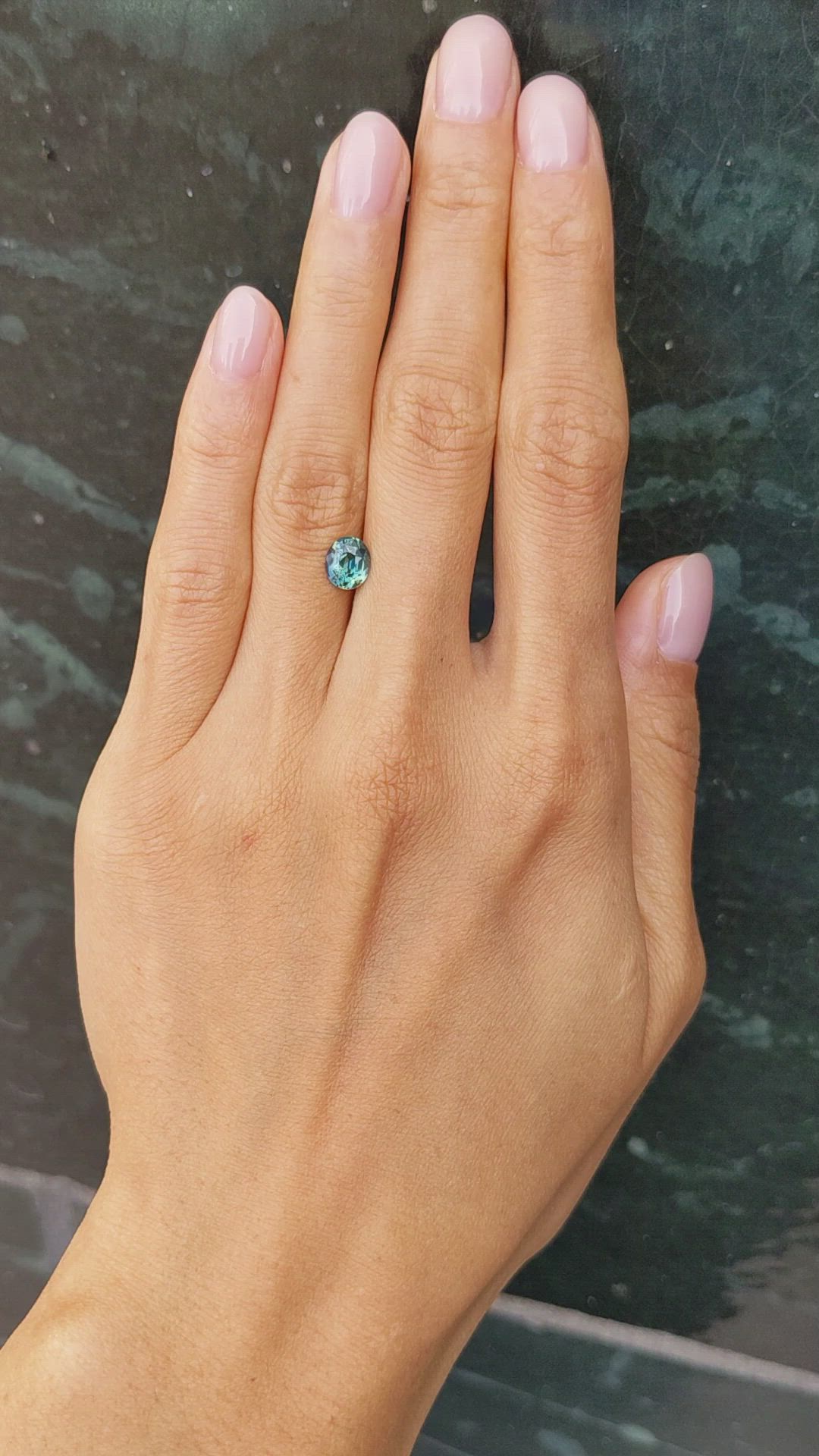 1.40 Ct. Bluish Green Sapphire from Madagascar Size Video