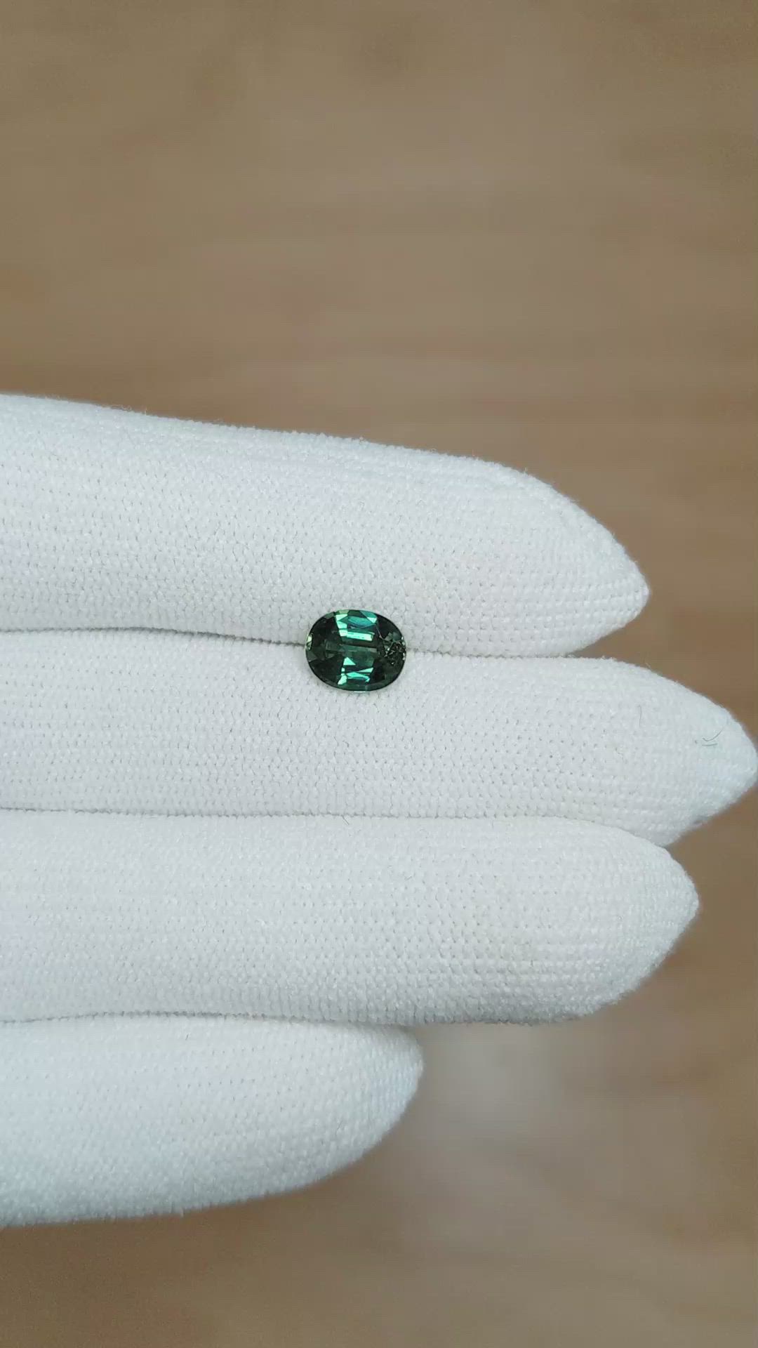 1.36 Ct. Bluish Green Sapphire from Australia Size Video
