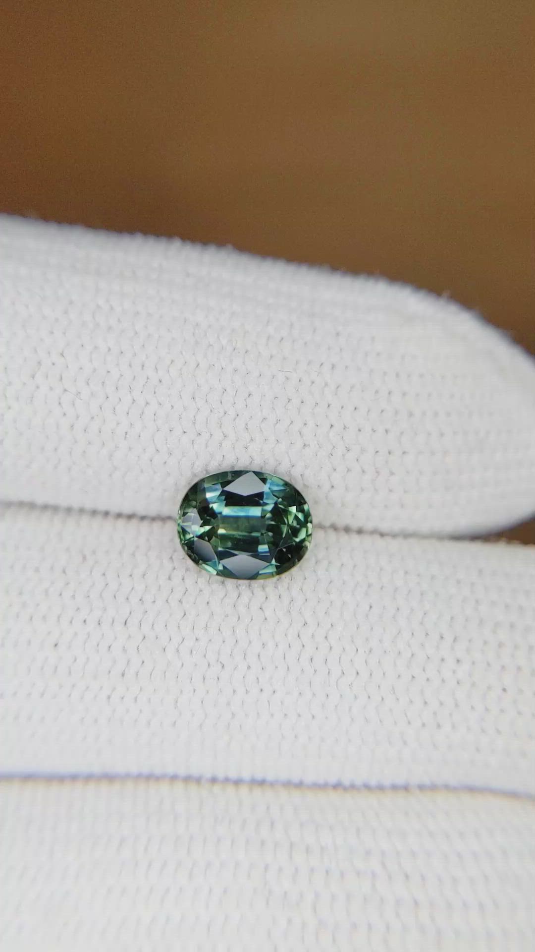 1.36 Ct. Bluish Green Sapphire from Australia Size Video