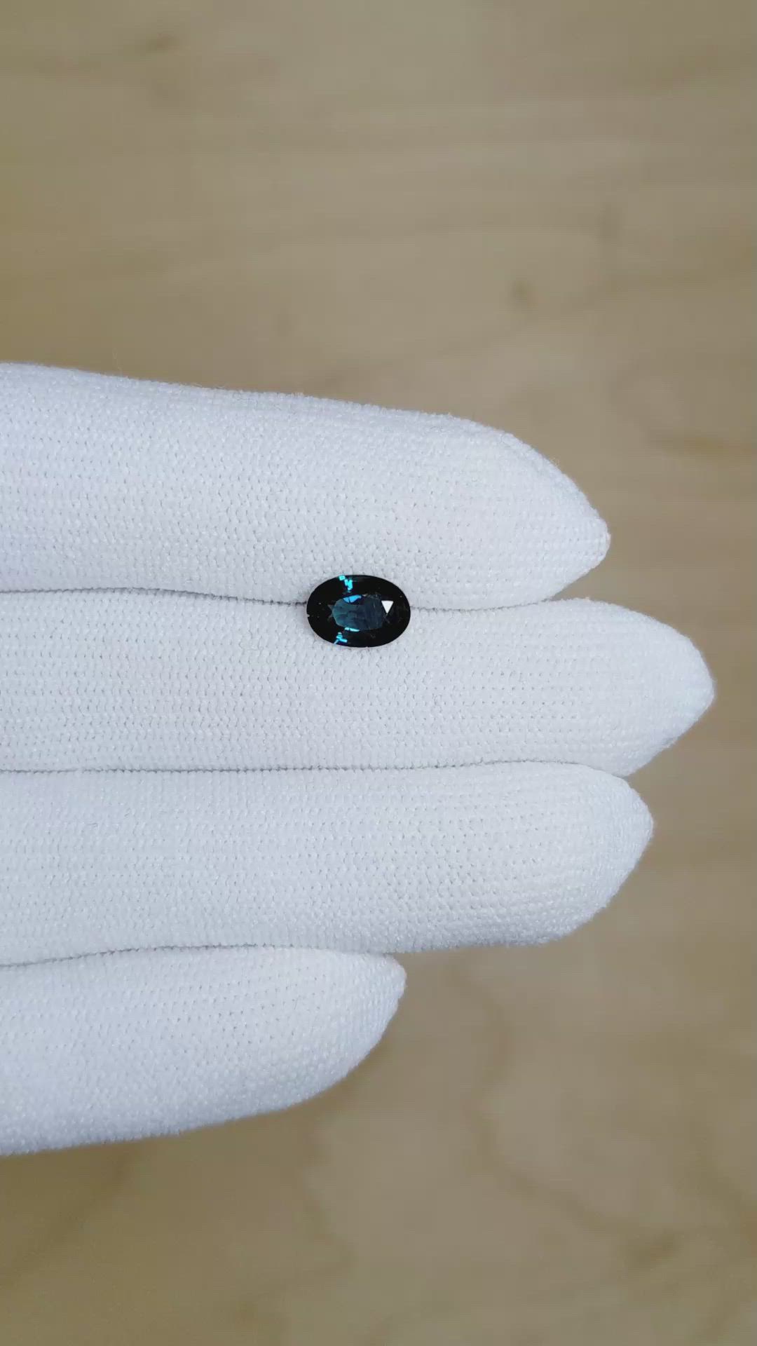 1.36 Ct. Greenish Blue Sapphire from Madagascar Size Video