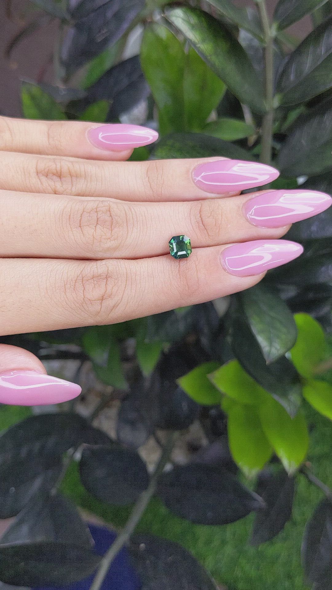 1.59 Ct. Bluish Green Sapphire from Africa Size Video