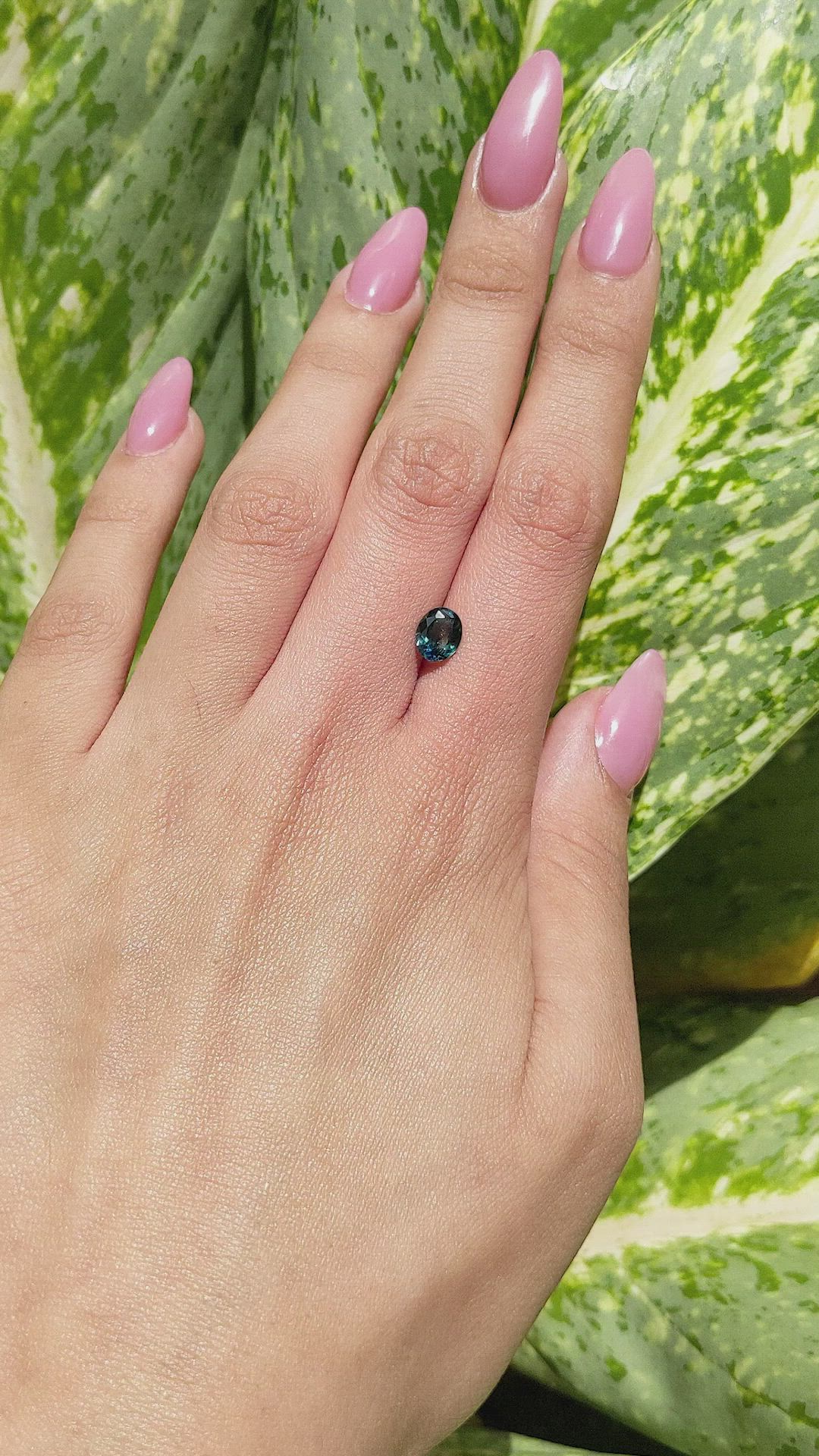 1.14 Ct. Bluish Green Sapphire from Madagascar Size Video