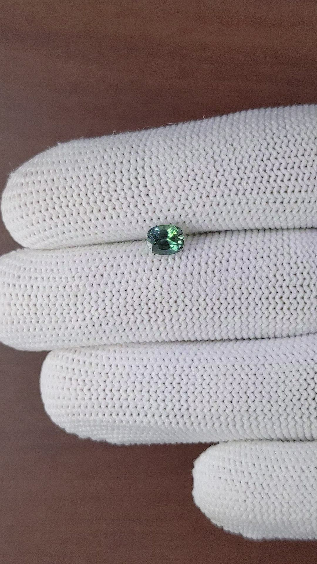 0.95 Ct. Bluish Green Sapphire from Madagascar Size Video