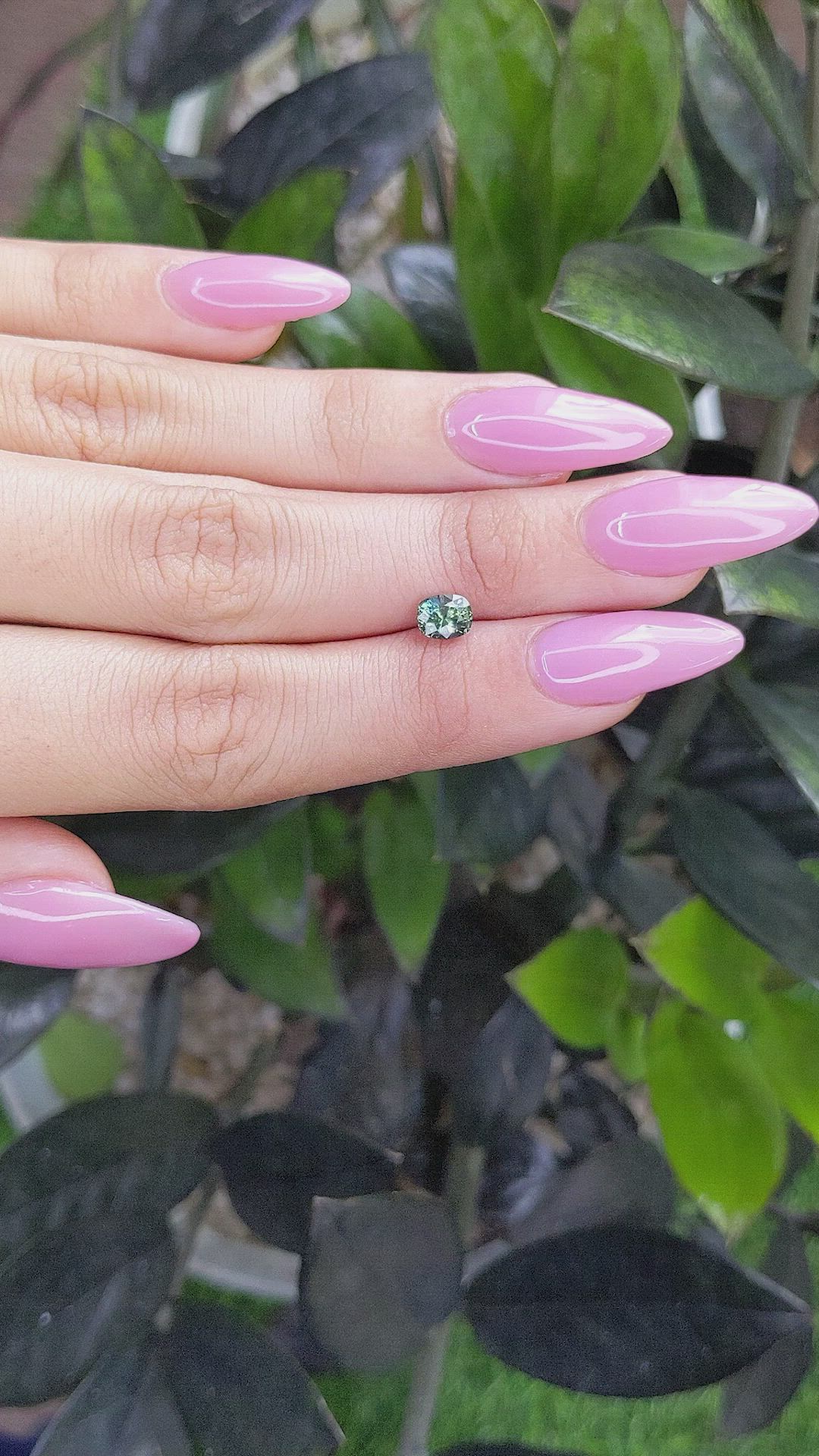 0.95 Ct. Bluish Green Sapphire from Madagascar Size Video