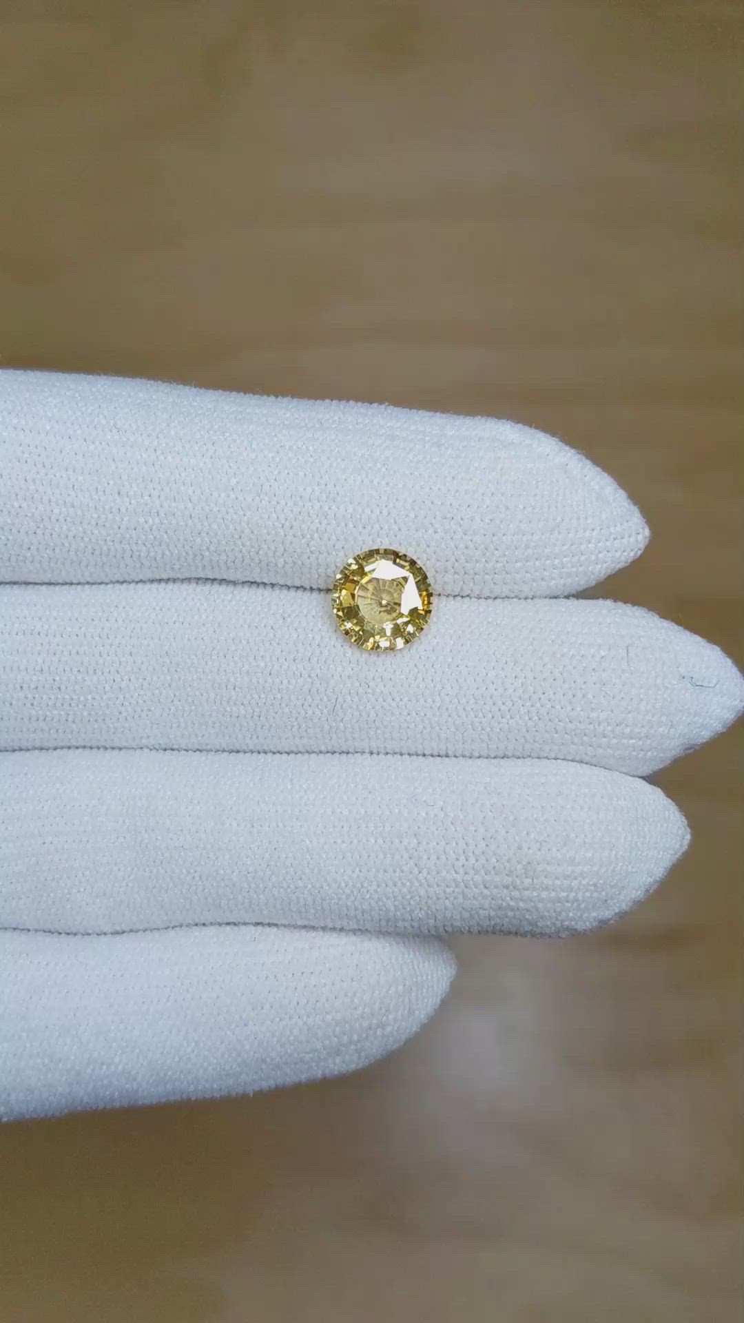 2.30 Ct. Orangish Yellow Sapphire from Ceylon (Sri Lanka) Size Video