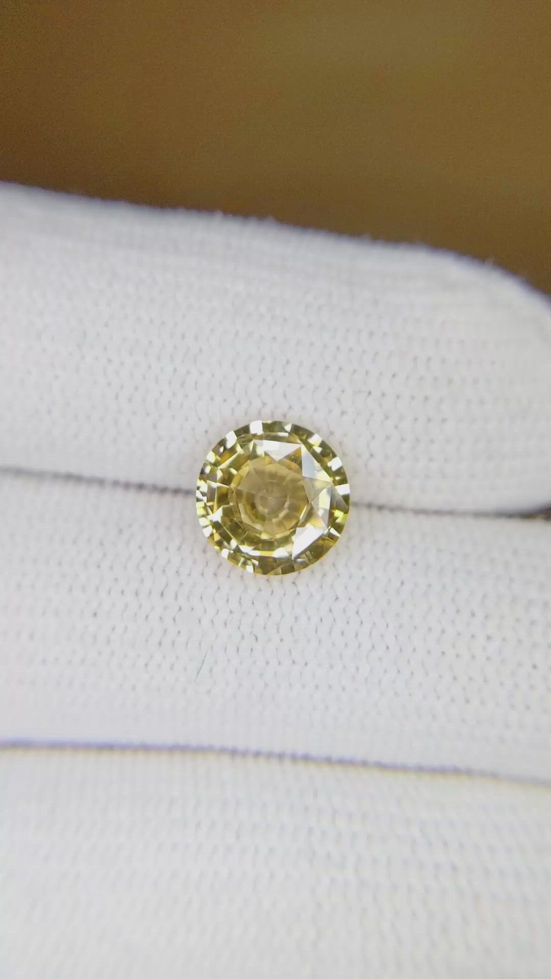 2.30 Ct. Orangish Yellow Sapphire from Ceylon (Sri Lanka) Size Video
