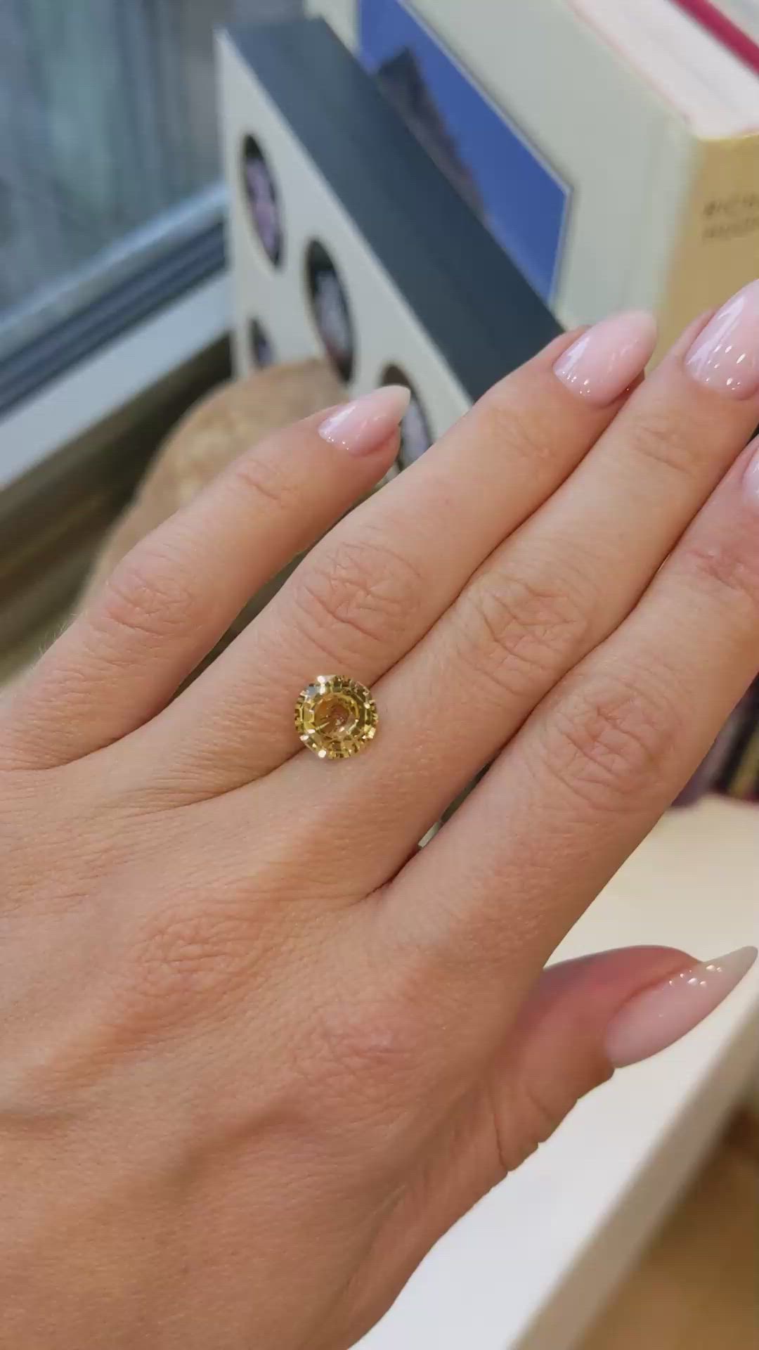 2.30 Ct. Orangish Yellow Sapphire from Ceylon (Sri Lanka) Size Video