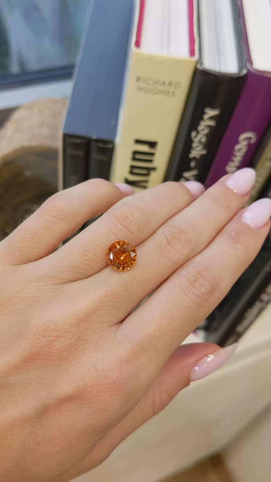 3.38 Ct. Orange Sapphire from Ceylon (Sri Lanka) Size Video