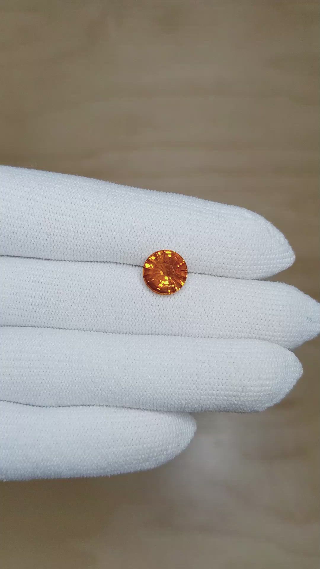 3.38 Ct. Orange Sapphire from Ceylon (Sri Lanka) Size Video