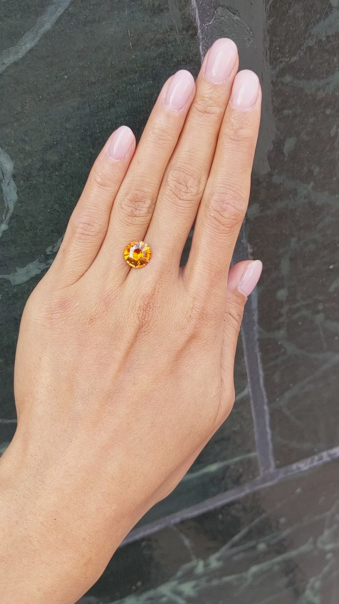 4.22 Ct. Orange Sapphire from Ceylon (Sri Lanka) Size Video