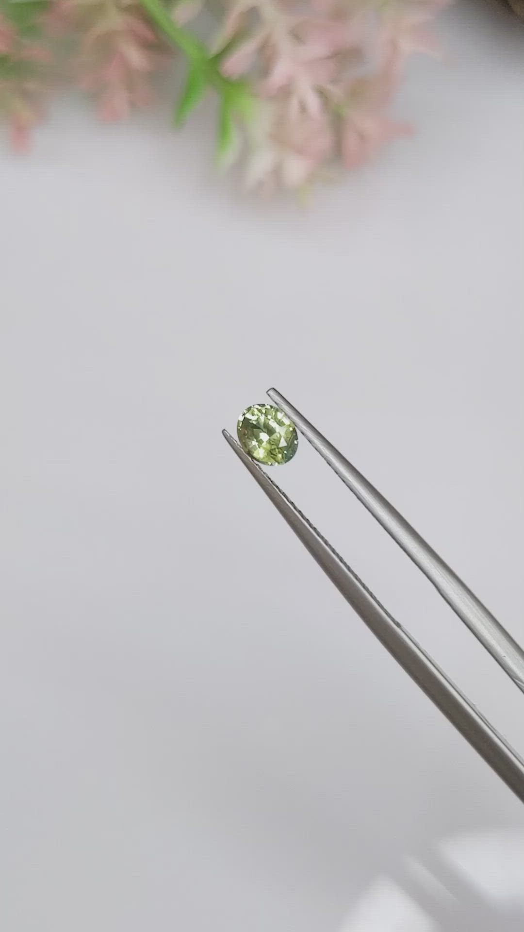 0.52 Ct. Yellowish Green Sapphire from Ceylon (Sri Lanka) Size Video
