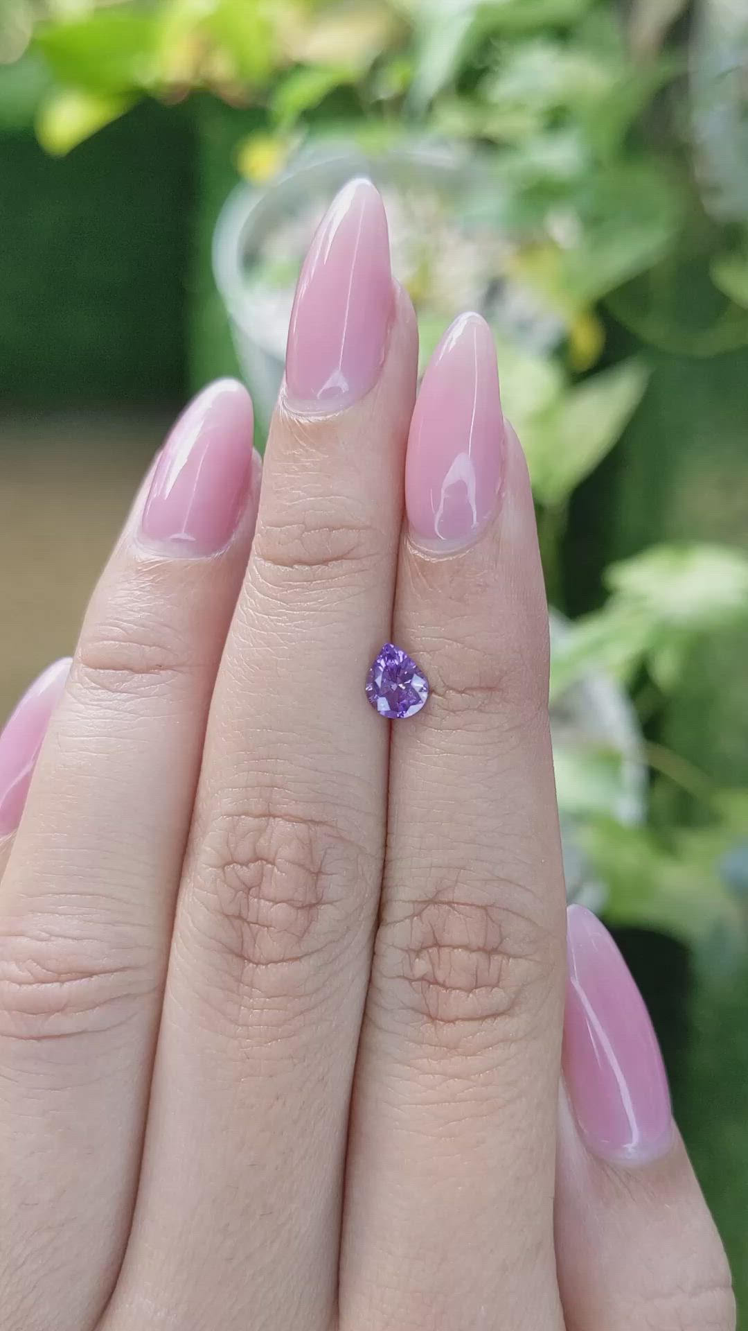 0.69 Ct. Pinkish Purple Sapphire from Ceylon (Sri Lanka) Size Video