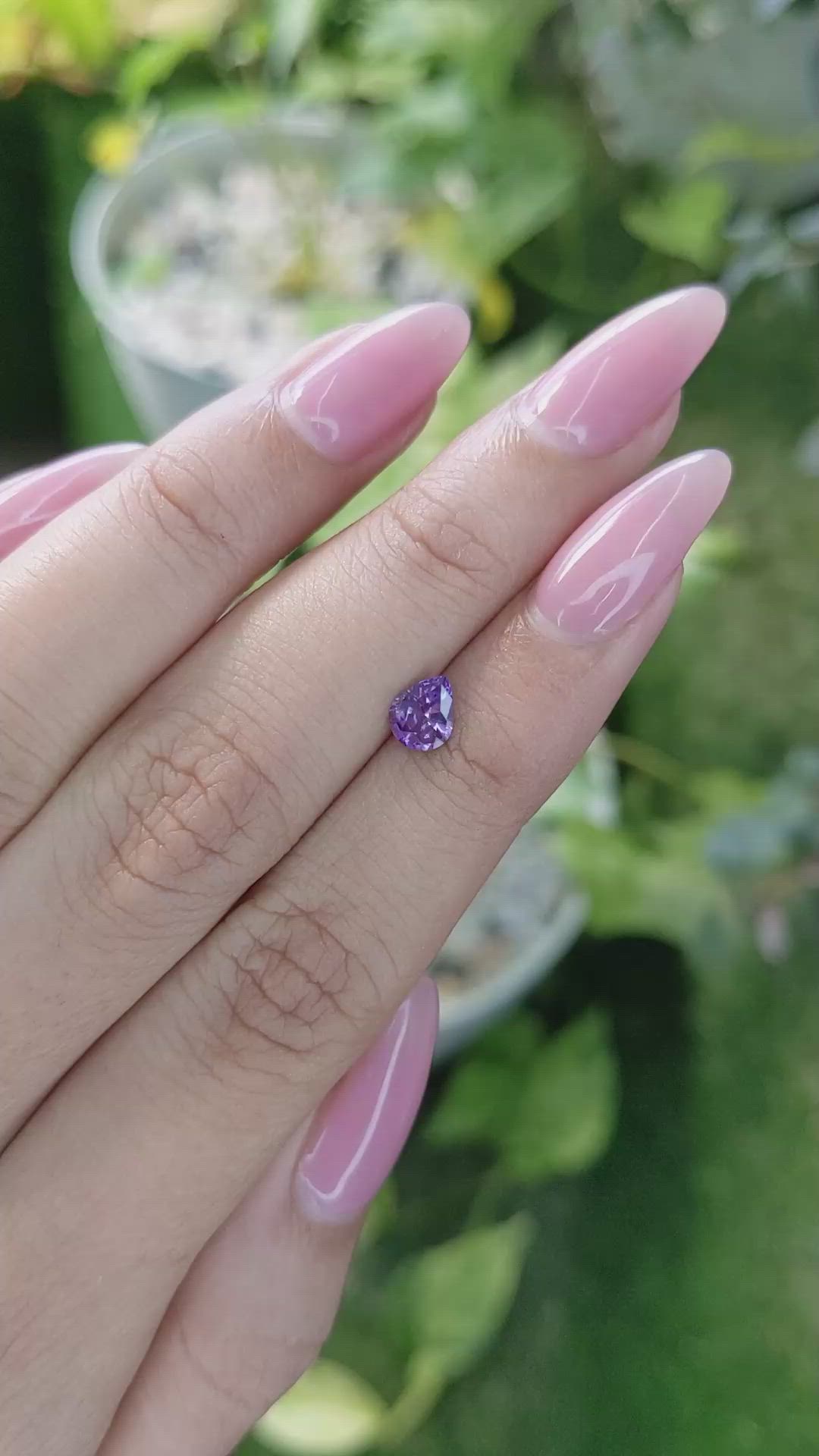 0.69 Ct. Pinkish Purple Sapphire from Ceylon (Sri Lanka) Size Video