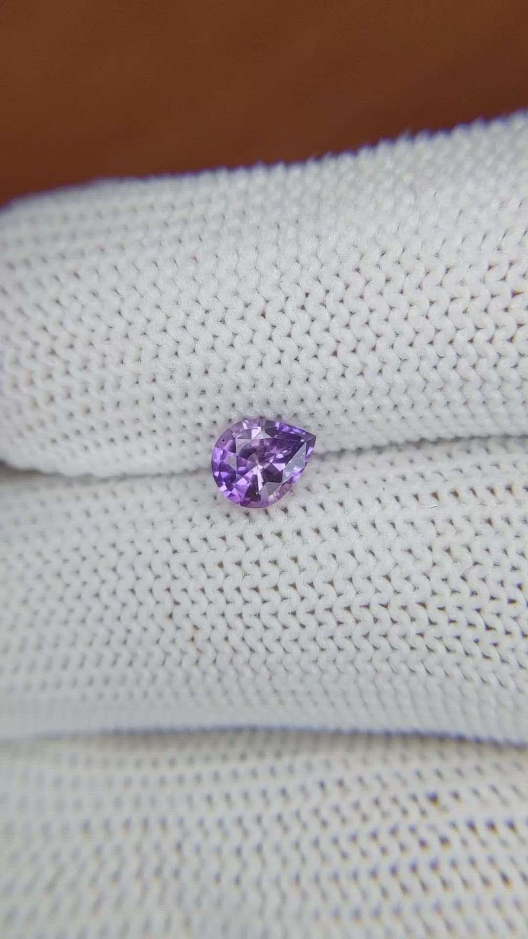 0.69 Ct. Pinkish Purple Sapphire from Ceylon (Sri Lanka) Size Video