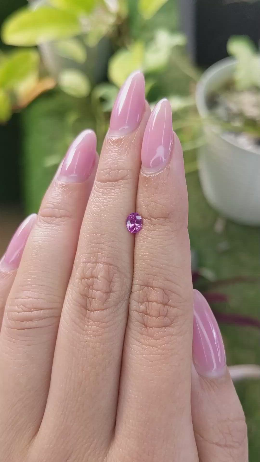 0.38 Ct. Pinkish Purple Sapphire from Ceylon (Sri Lanka) Size Video