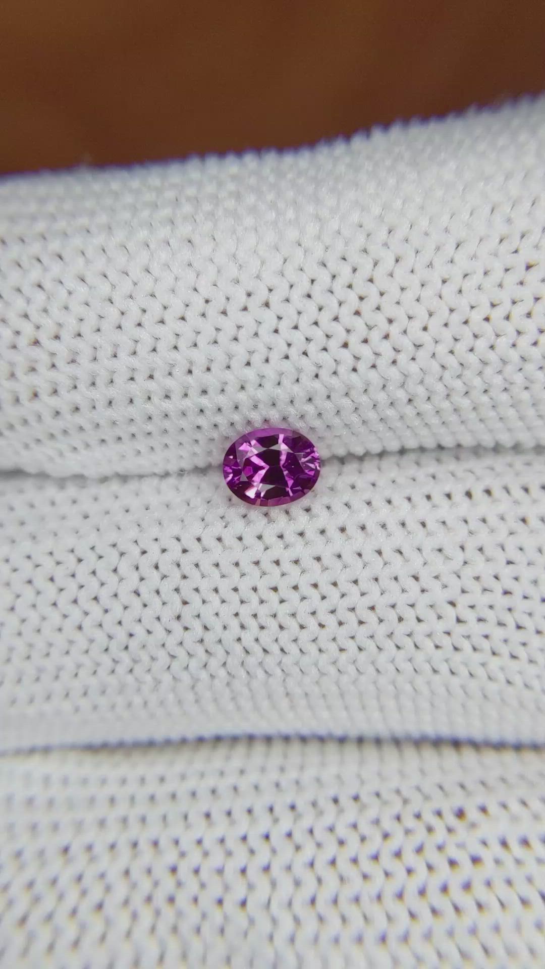 0.53 Ct. Purplish Pink Sapphire from Ceylon (Sri Lanka) Size Video