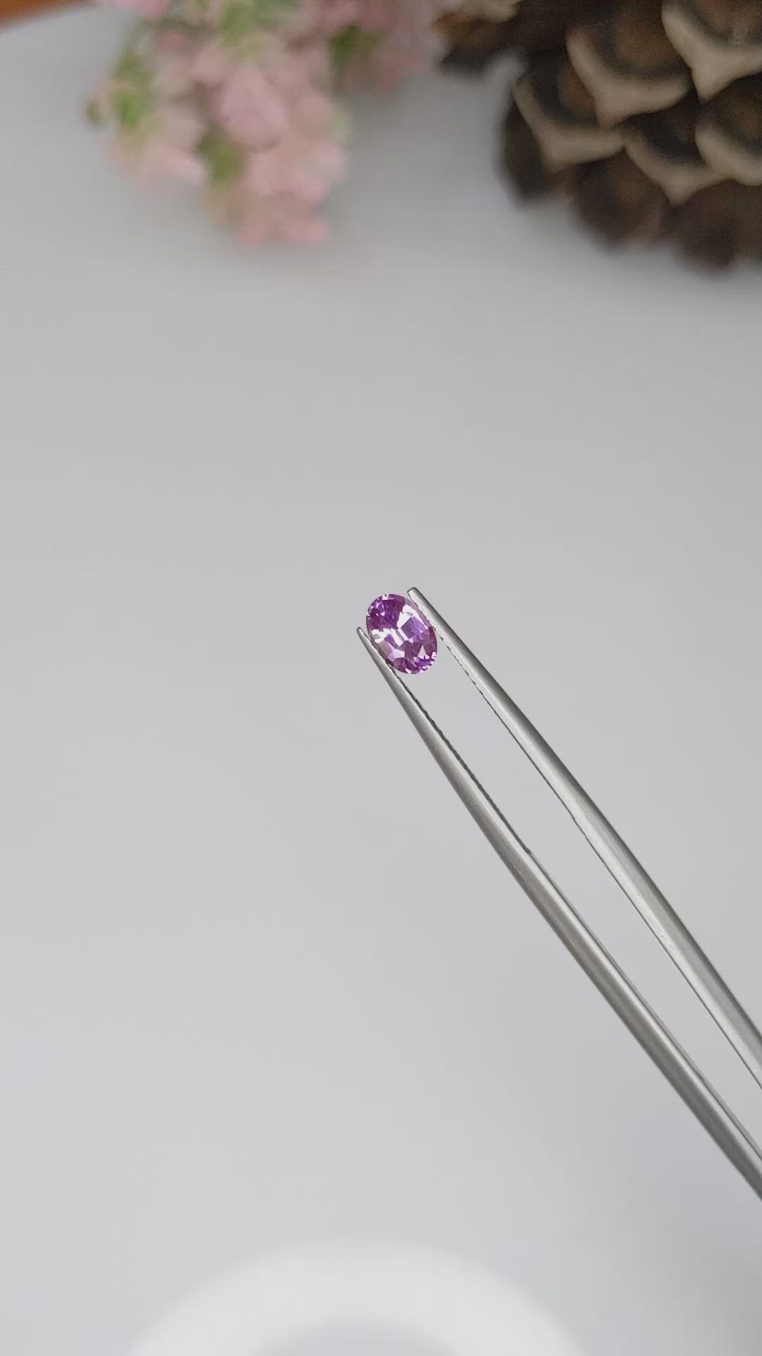 0.63 Ct. Pinkish Purple Sapphire from Ceylon (Sri Lanka) Size Video
