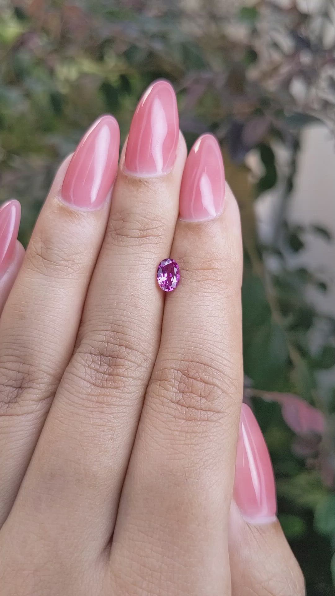 0.66 Ct. Pinkish Purple Sapphire from Ceylon (Sri Lanka) Size Video