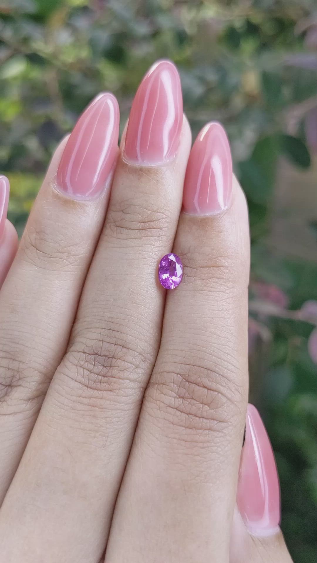 0.59 Ct. Pinkish Purple Sapphire from Ceylon (Sri Lanka) Size Video