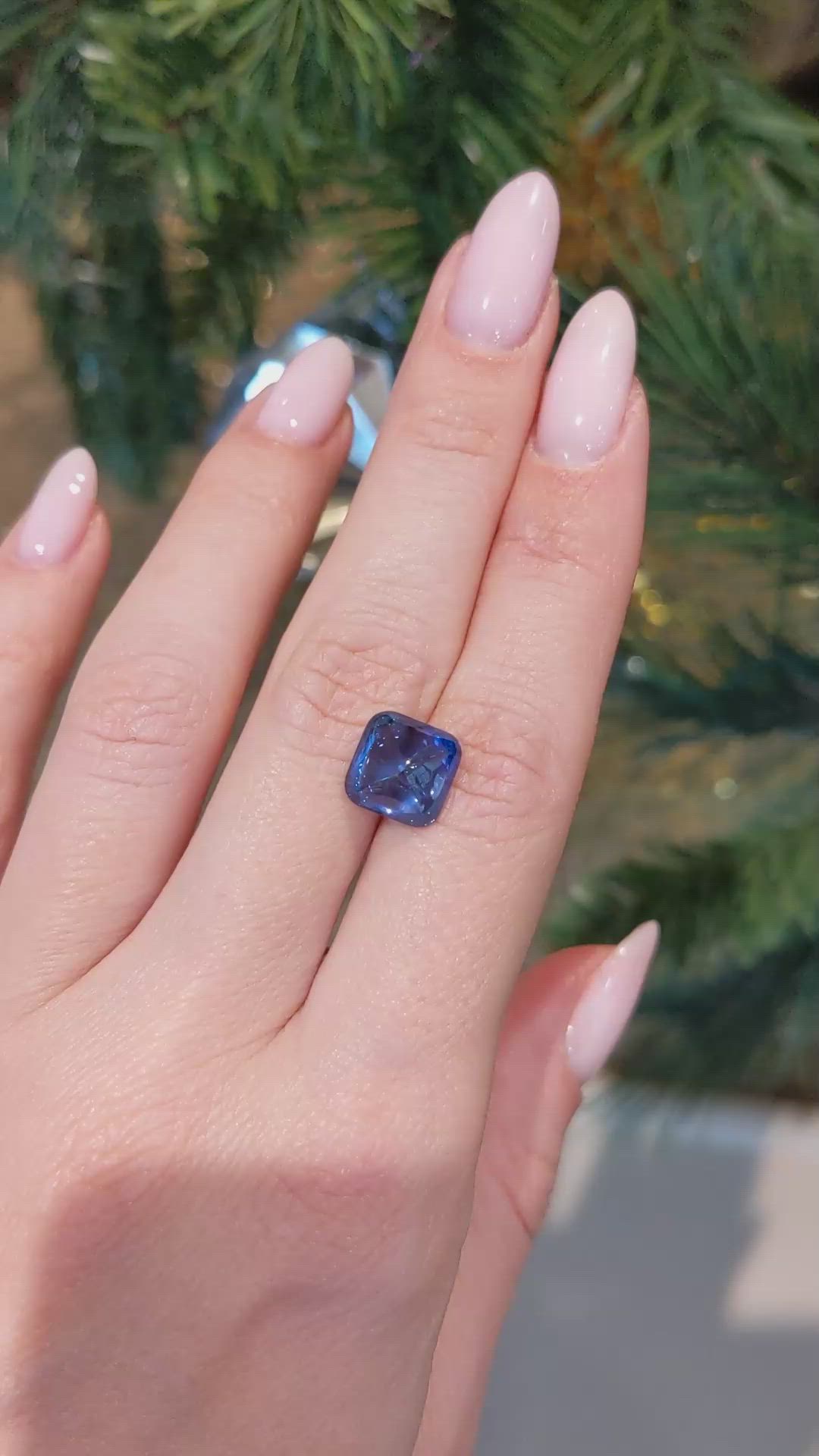 5.62 Ct. Blue Cabochon Sapphire from Ceylon (Sri Lanka) Size Video