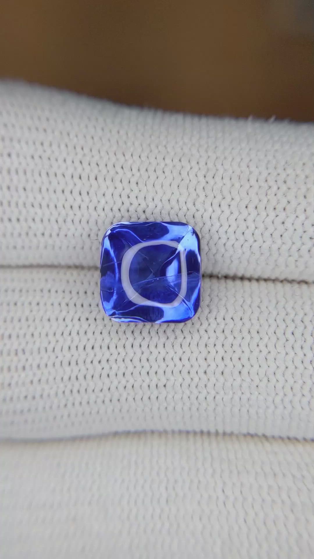 5.62 Ct. Blue Cabochon Sapphire from Ceylon (Sri Lanka) Size Video