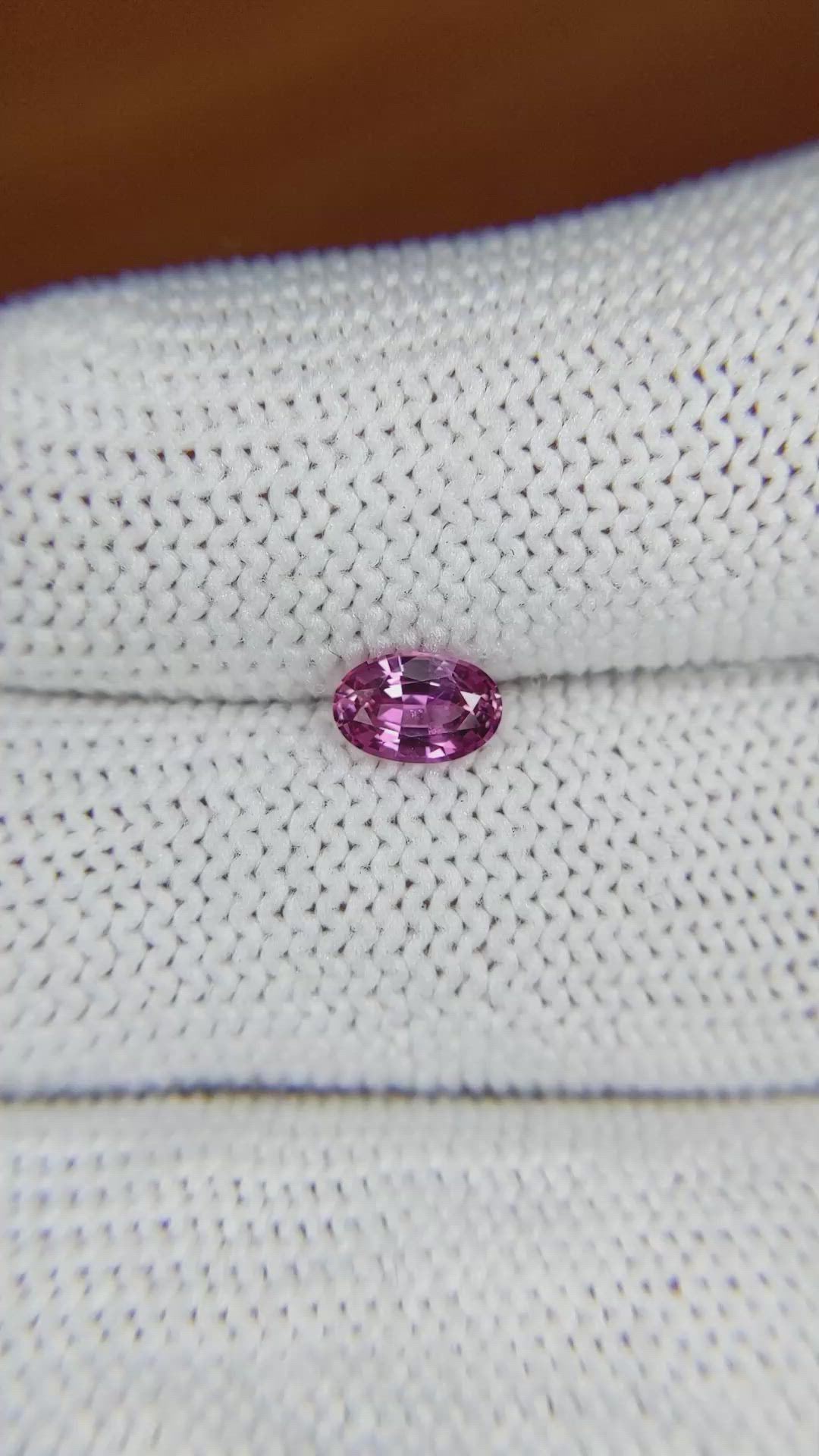 0.58 Ct. Purplish Pink Sapphire from Ceylon (Sri Lanka) Size Video