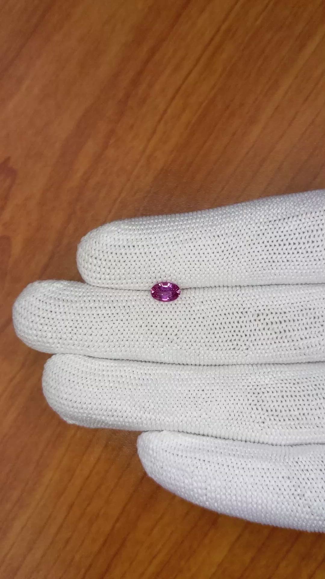 0.58 Ct. Purplish Pink Sapphire from Ceylon (Sri Lanka) Size Video