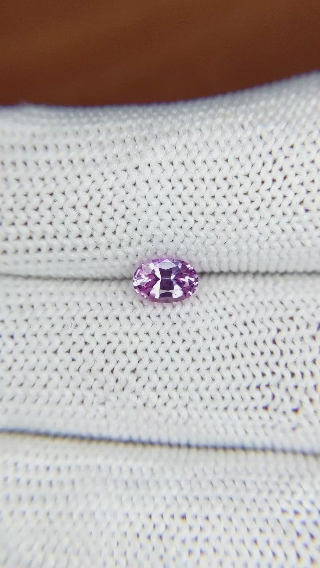 0.64 Ct. Pinkish Purple Sapphire from Ceylon (Sri Lanka) Size Video