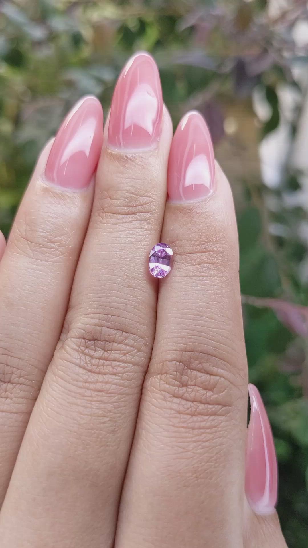 0.64 Ct. Pinkish Purple Sapphire from Ceylon (Sri Lanka) Size Video