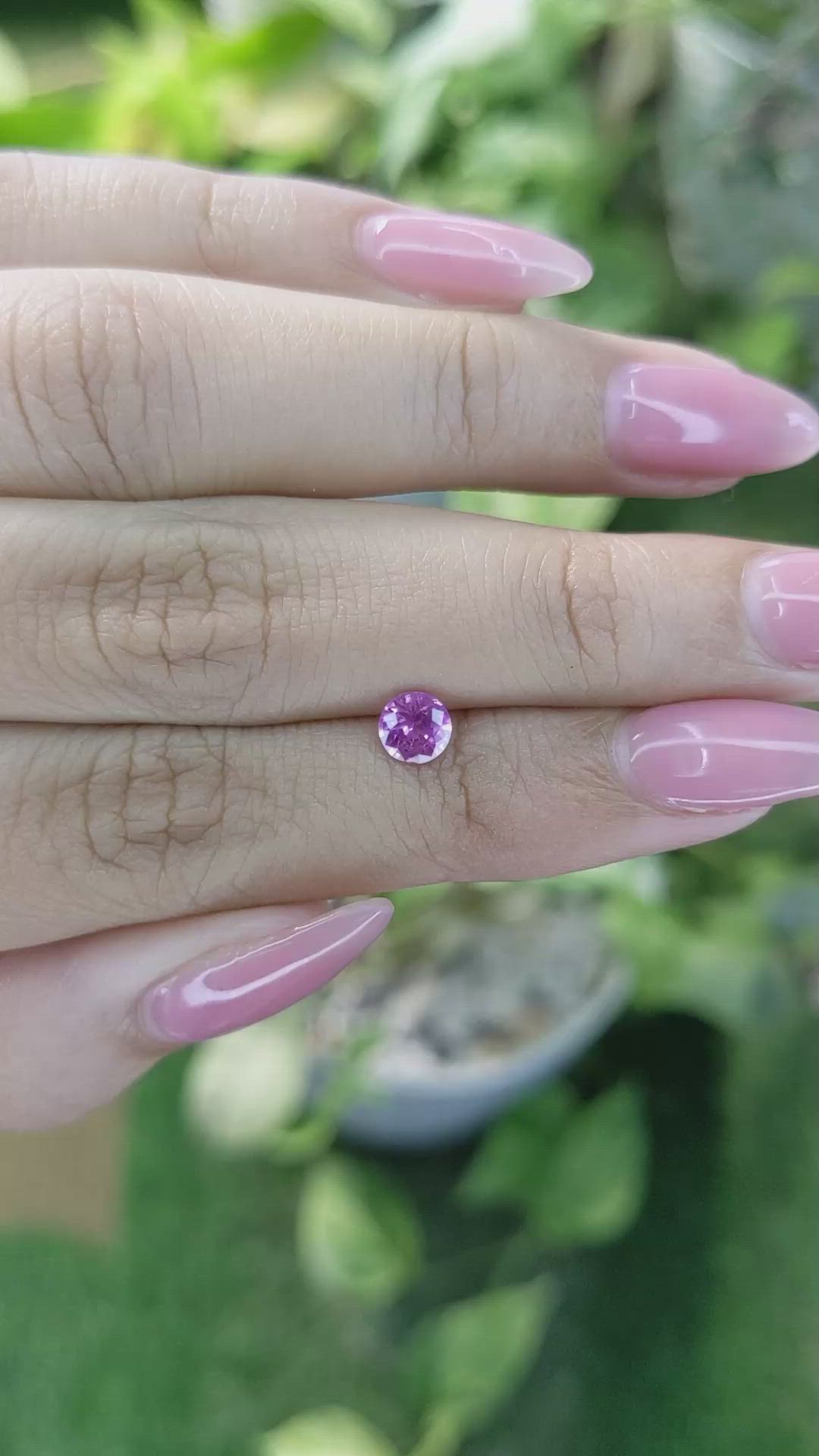 0.65 Ct. Pinkish Purple Sapphire from Ceylon (Sri Lanka) Size Video