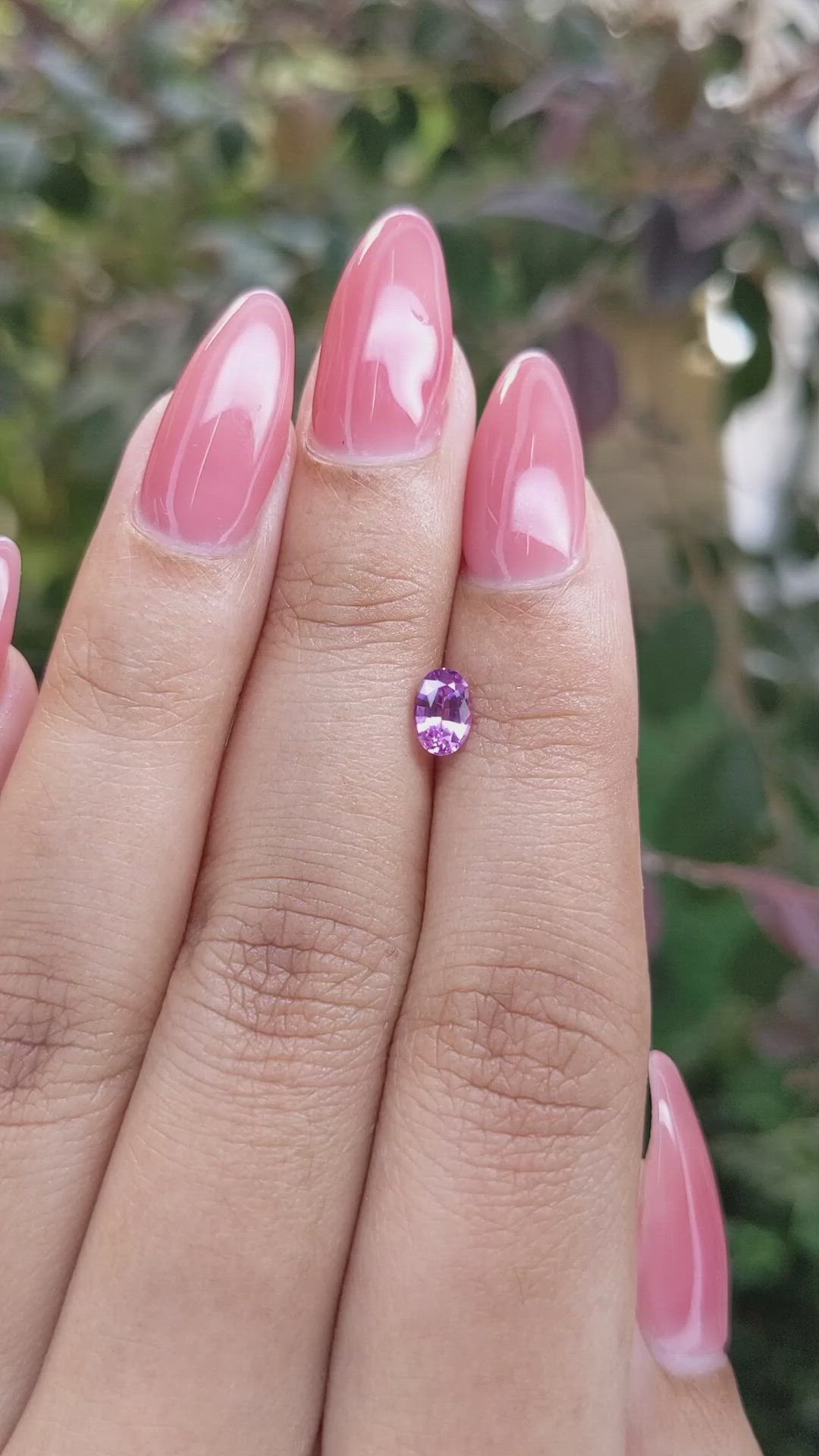 0.59 Ct. Pinkish Purple Sapphire from Ceylon (Sri Lanka) Size Video
