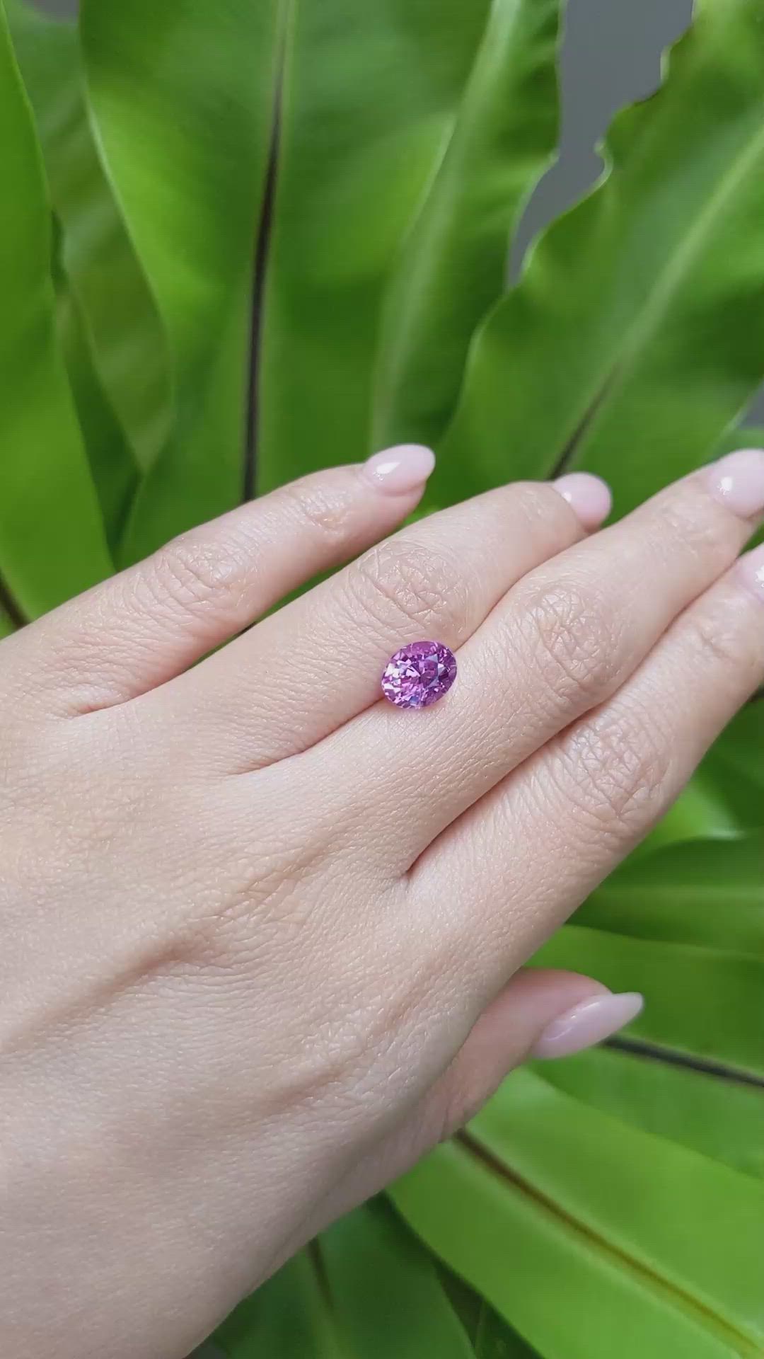 2.52 Ct. Pinkish Purple Sapphire from Ceylon (Sri Lanka) Size Video