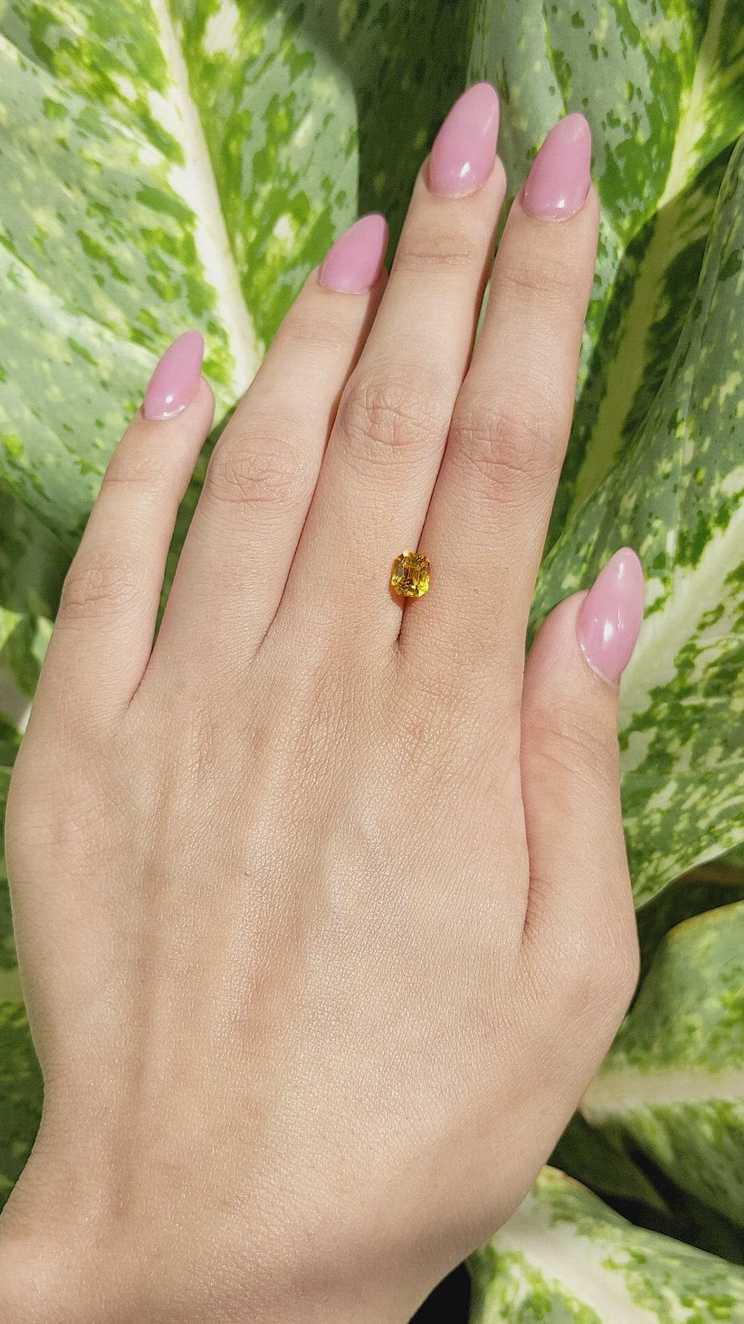 1.72 Ct. Orangish Yellow Sapphire from Ceylon (Sri Lanka) Size Video