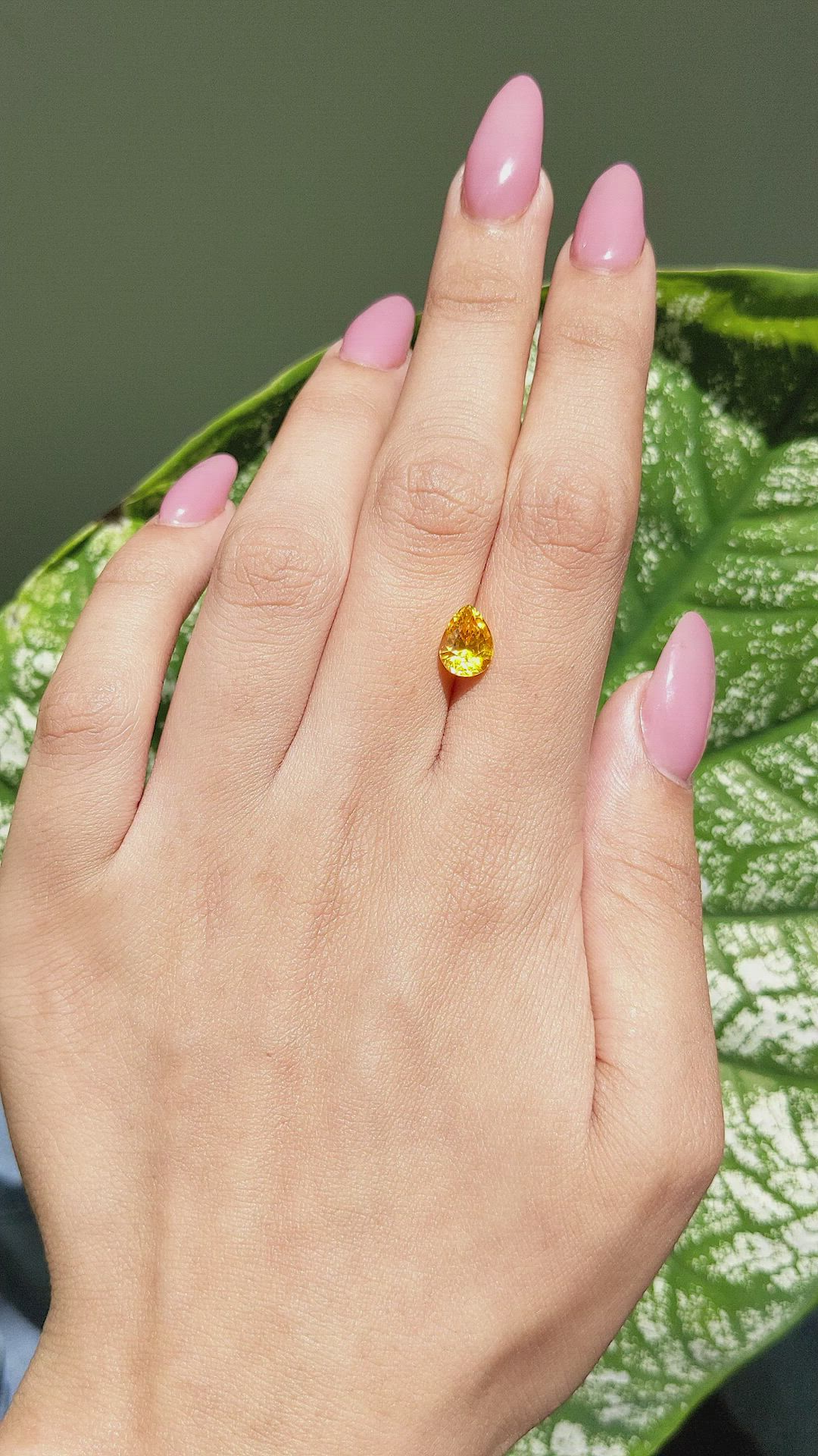2.52 Ct. Orangish Yellow Sapphire from Ceylon (Sri Lanka) Size Video