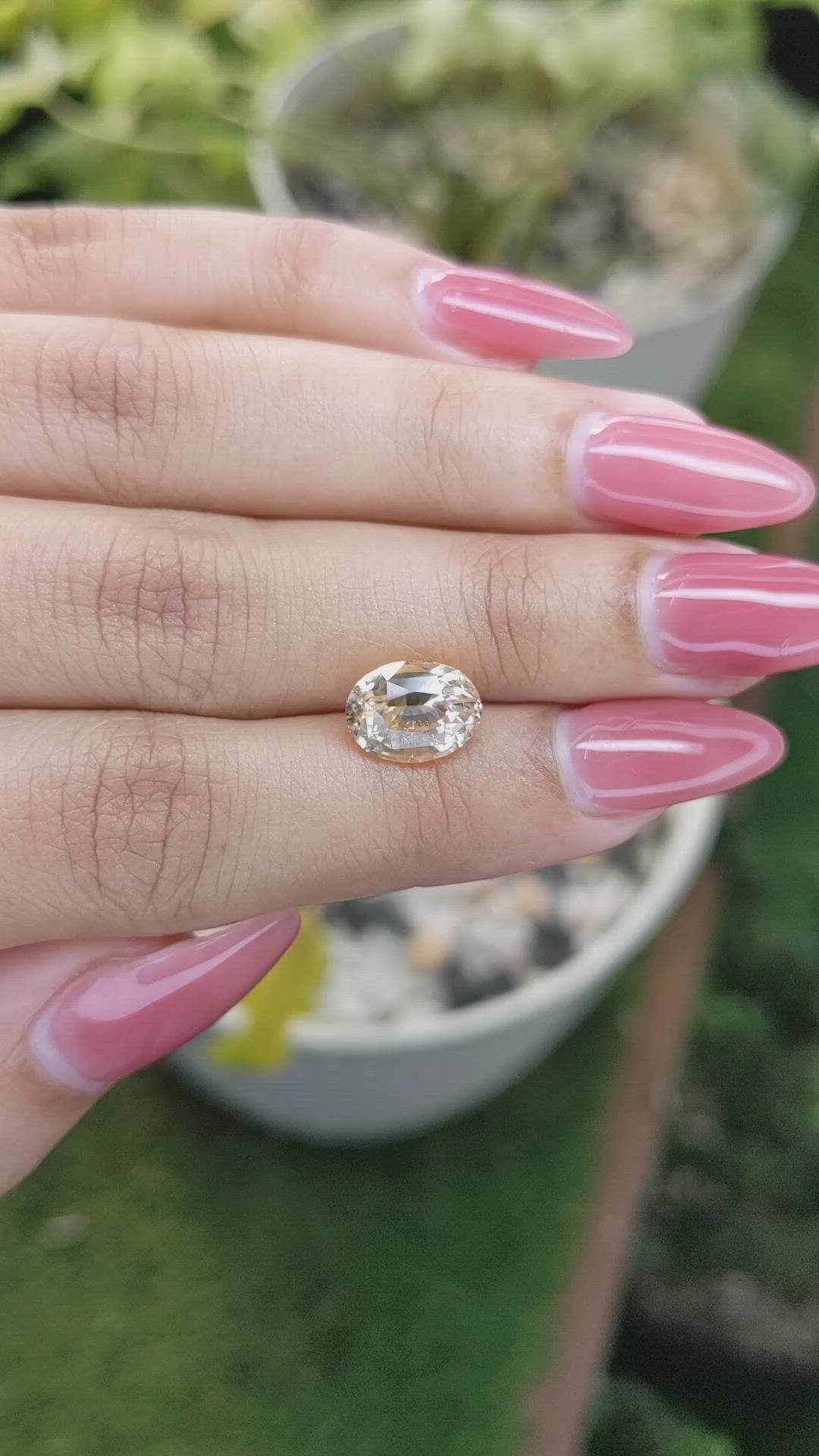 3.73 Ct. Peach Sapphire from Ceylon (Sri Lanka) Size Video