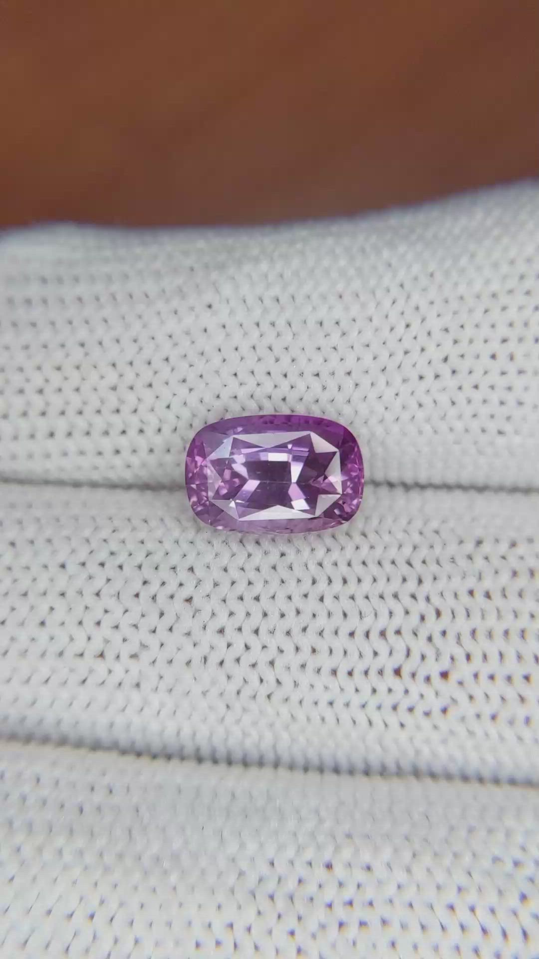 3.39 Ct. Pinkish Purple Sapphire from Ceylon (Sri Lanka) Size Video