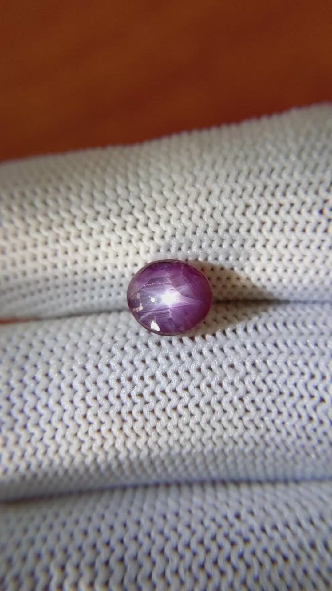 2.64 Ct. Pinkish Purple Star Sapphire from Ceylon (Sri Lanka) Size Video