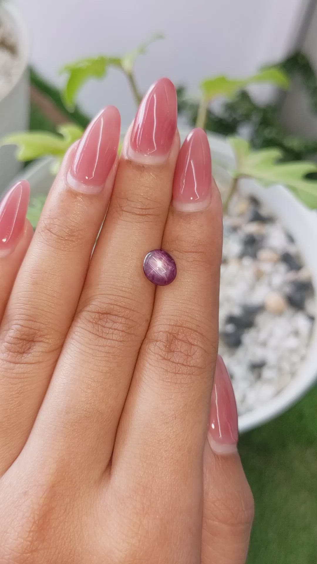 2.64 Ct. Pinkish Purple Star Sapphire from Ceylon (Sri Lanka) Size Video