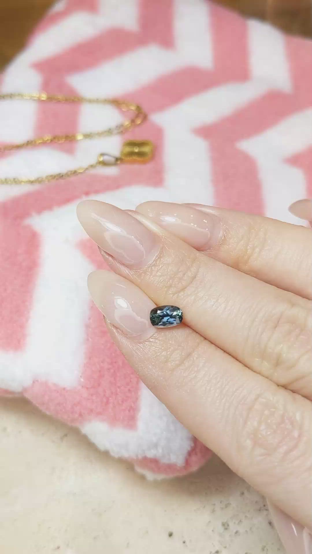 0.85 Ct. Greenish Blue Sapphire from Montana Size Video