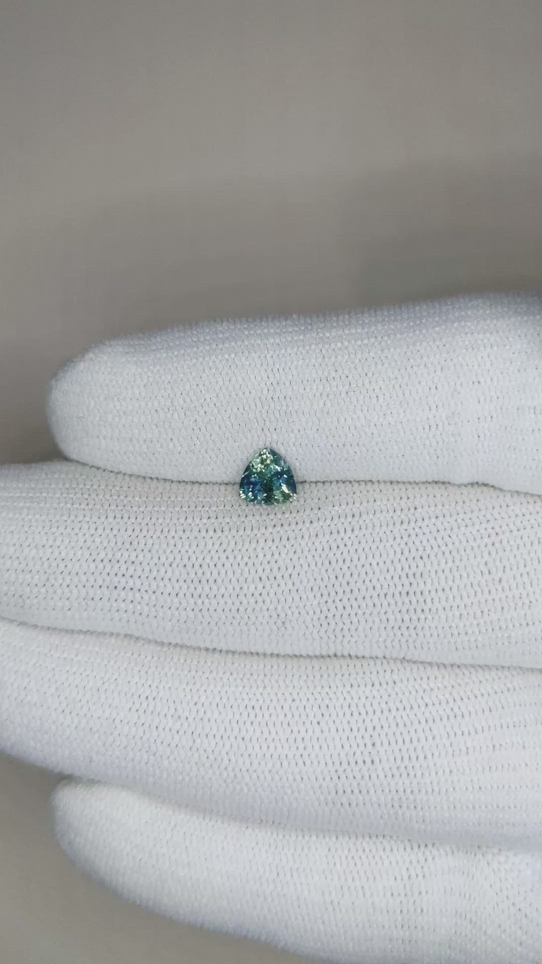 0.72 Ct. Bluish Green Sapphire from Montana Size Video