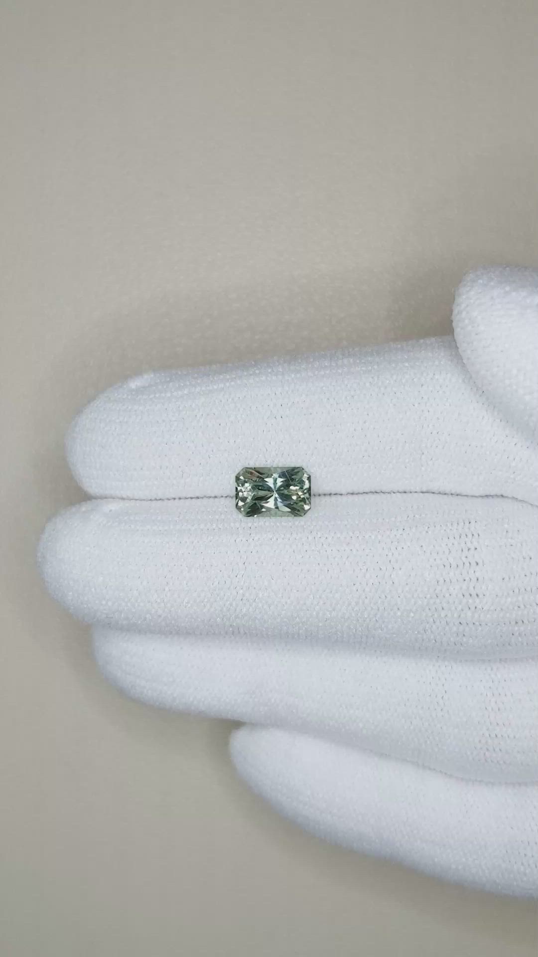 1.17 Ct. Bluish Green Sapphire from Montana Size Video