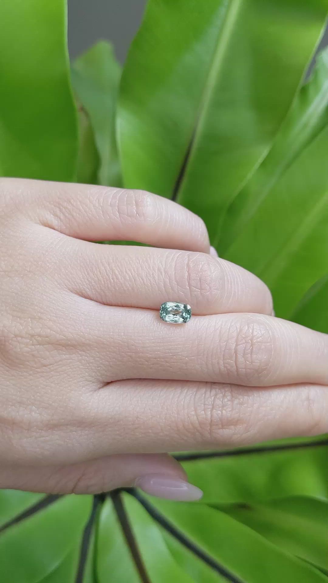 1.18 Ct. Bluish Green Sapphire from Montana Size Video