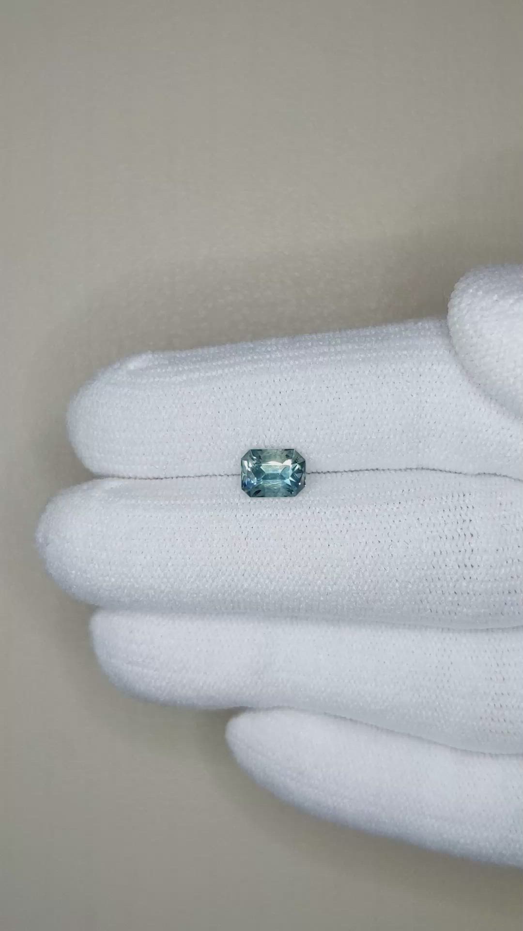 1.12 Ct. Greenish Blue Sapphire from Montana Size Video
