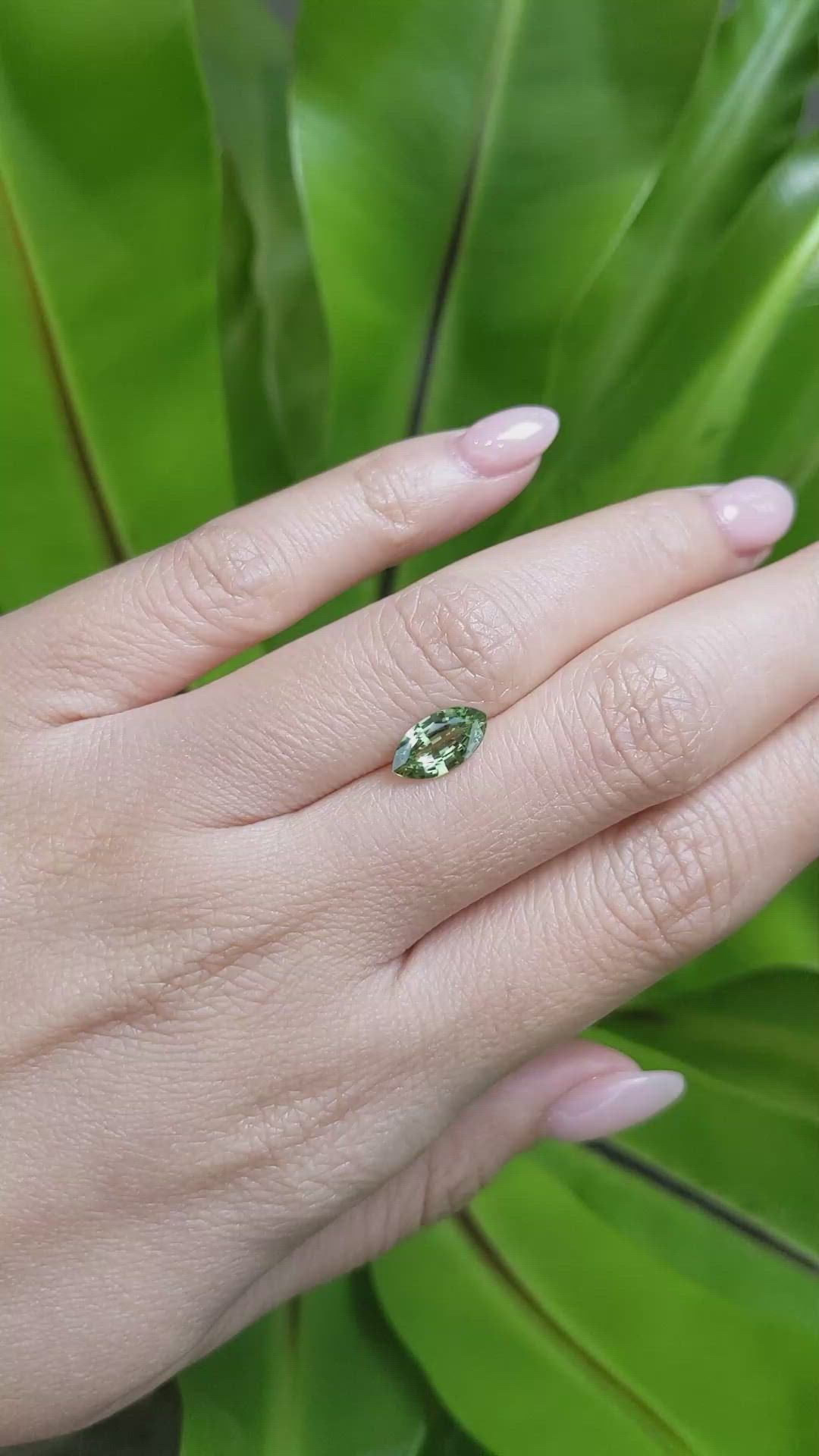 1.30 Ct. Green Sapphire from Ceylon (Sri Lanka) Size Video