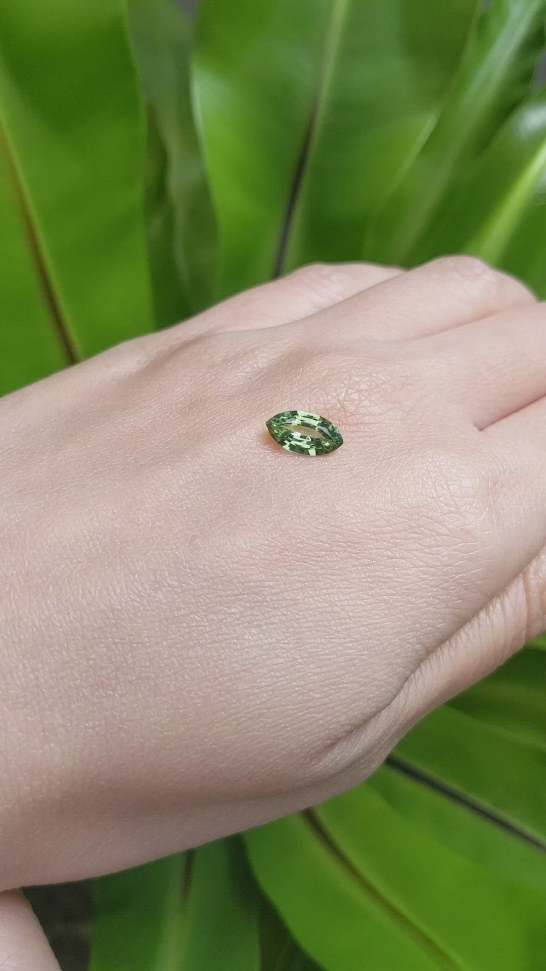 1.30 Ct. Green Sapphire from Ceylon (Sri Lanka) Size Video